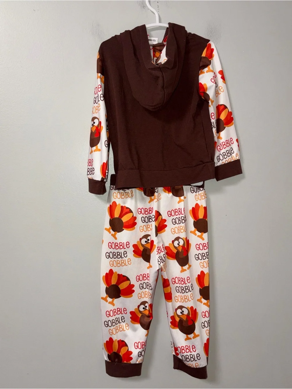 Unbranded Brown White Orange Coolest Turkey in Town Thanksgiving Set 12-18M